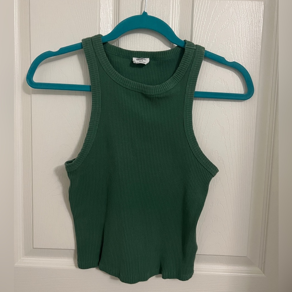 Green Racerback Ribbed Cotton On Tank Top